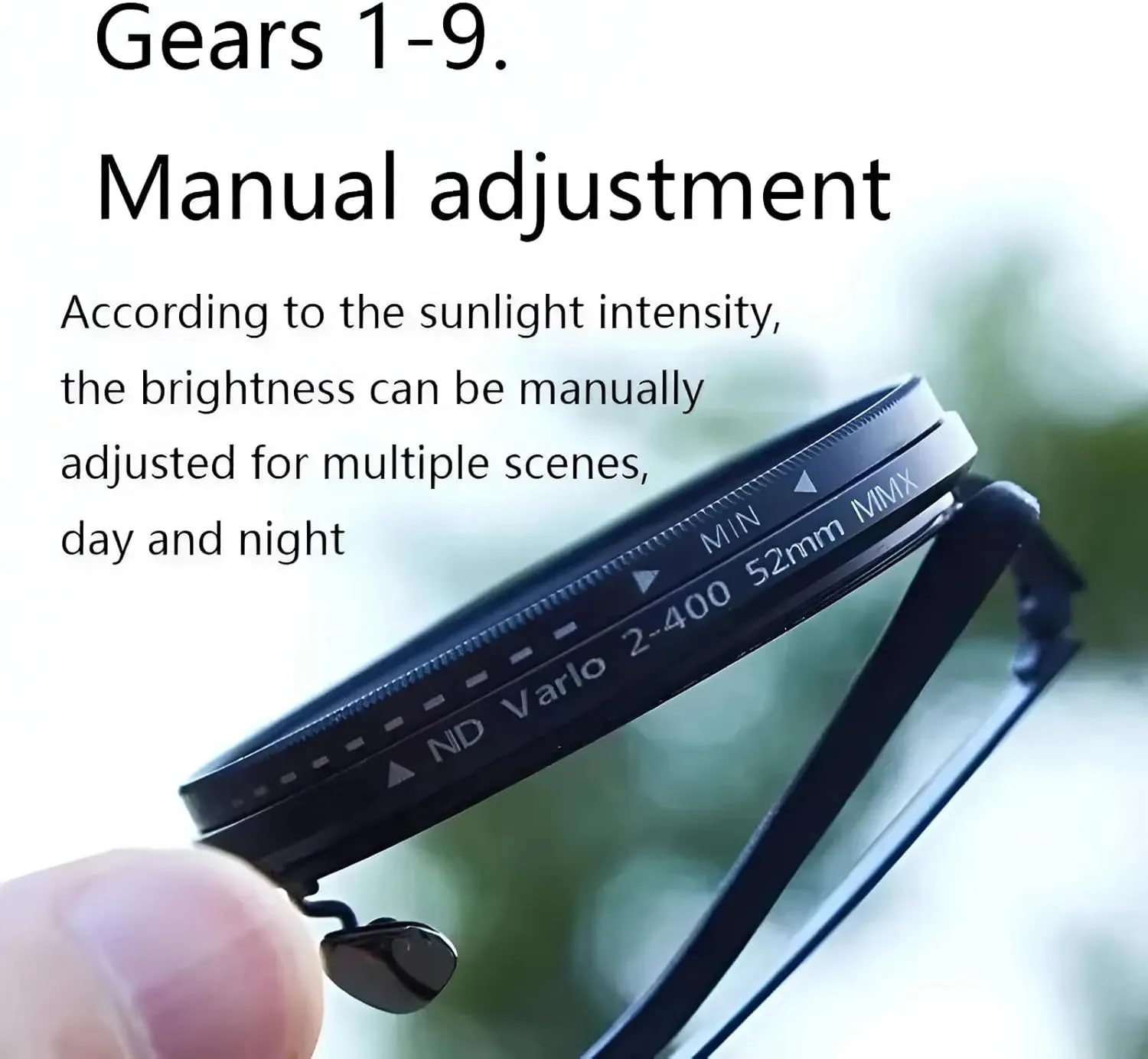 Adjustable Tint Sunglasses - Polarized ND Filter with 1-9 Gear Control, Round Anti-Glare UV Protection Eyewear