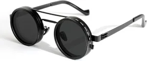 Adjustable Tint Sunglasses - Polarized ND Filter with 1-9 Gear Control, Round Anti-Glare UV Protection Eyewear