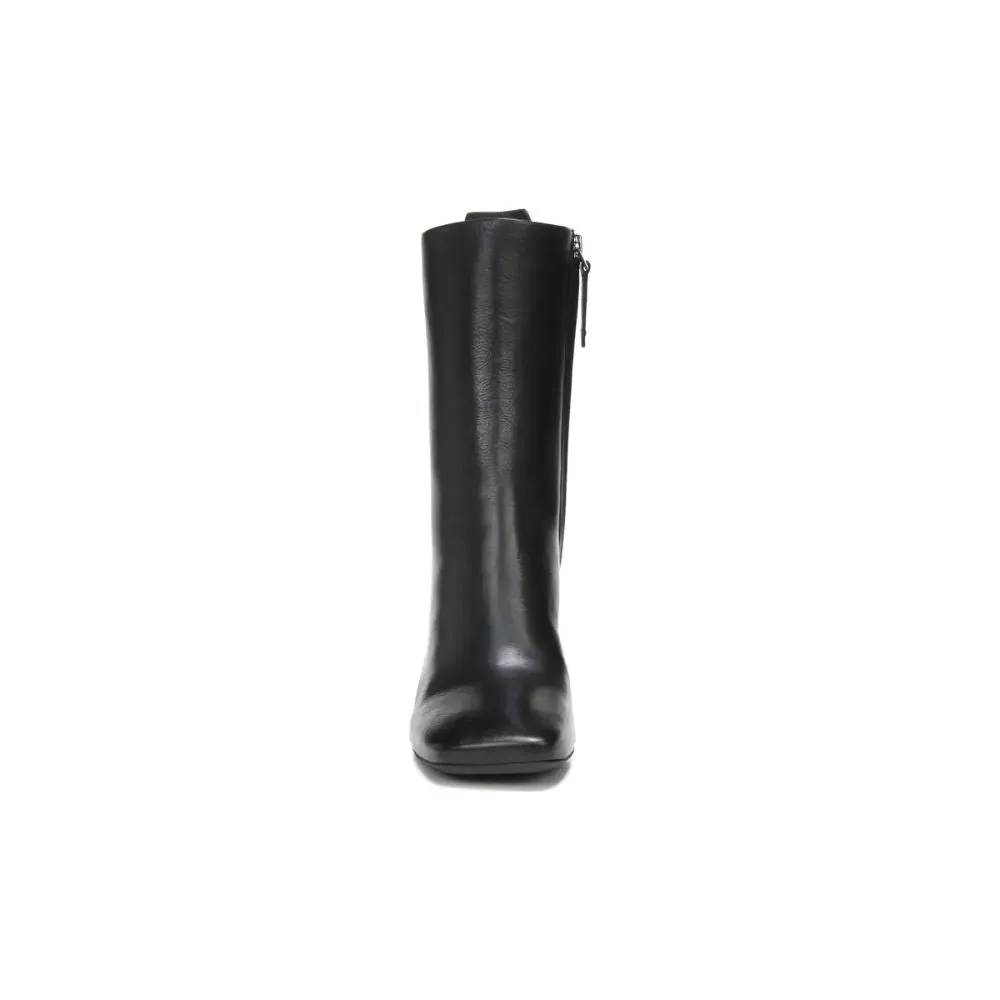 Binnie Black Leather Franco Sarto Block Heel Boots