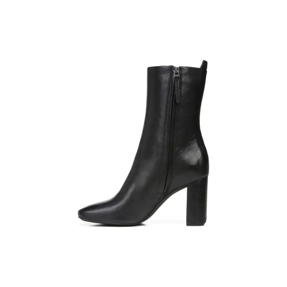 Binnie Black Leather Franco Sarto Block Heel Boots