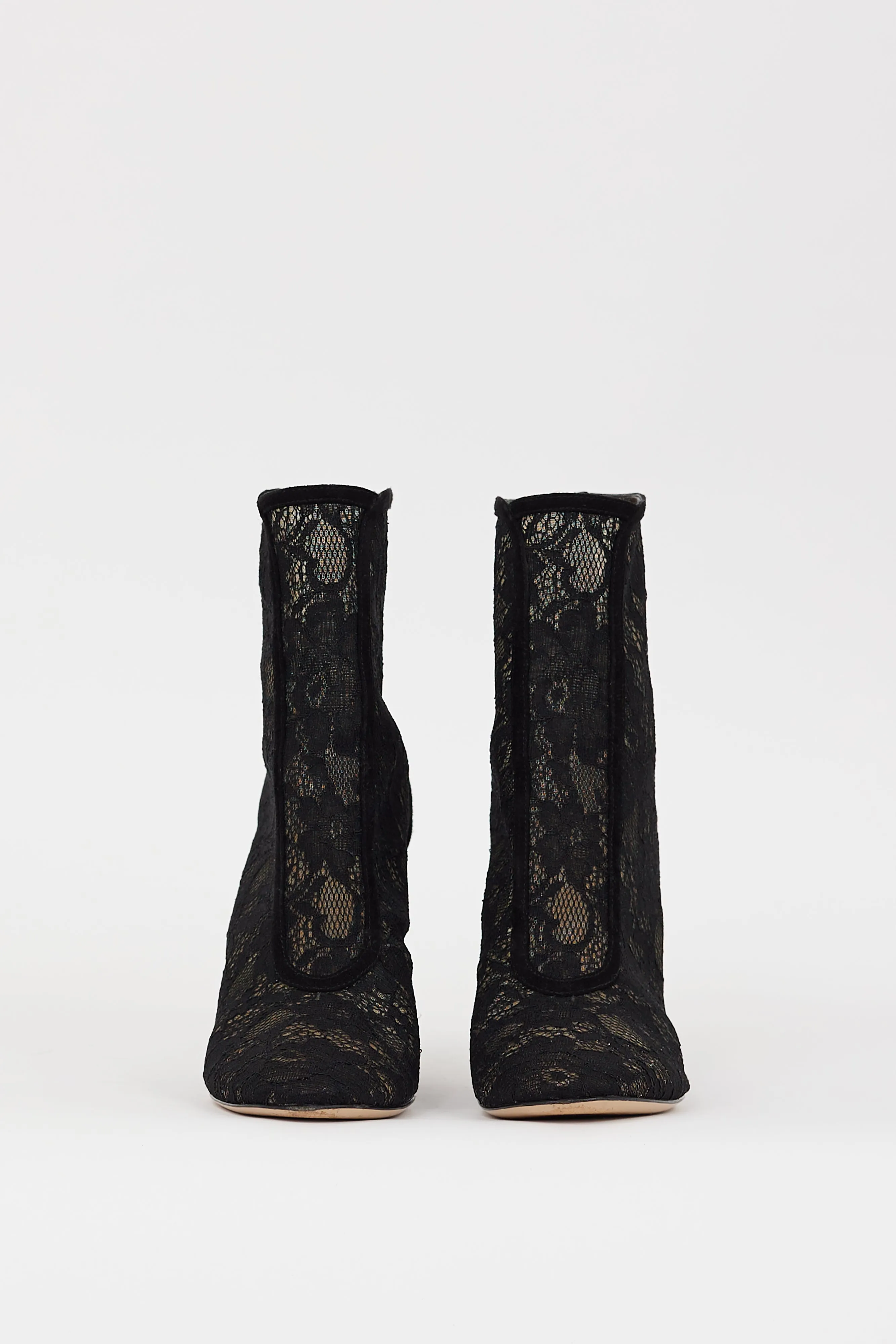 Black Floral Lace & Suede Boleyn Boot