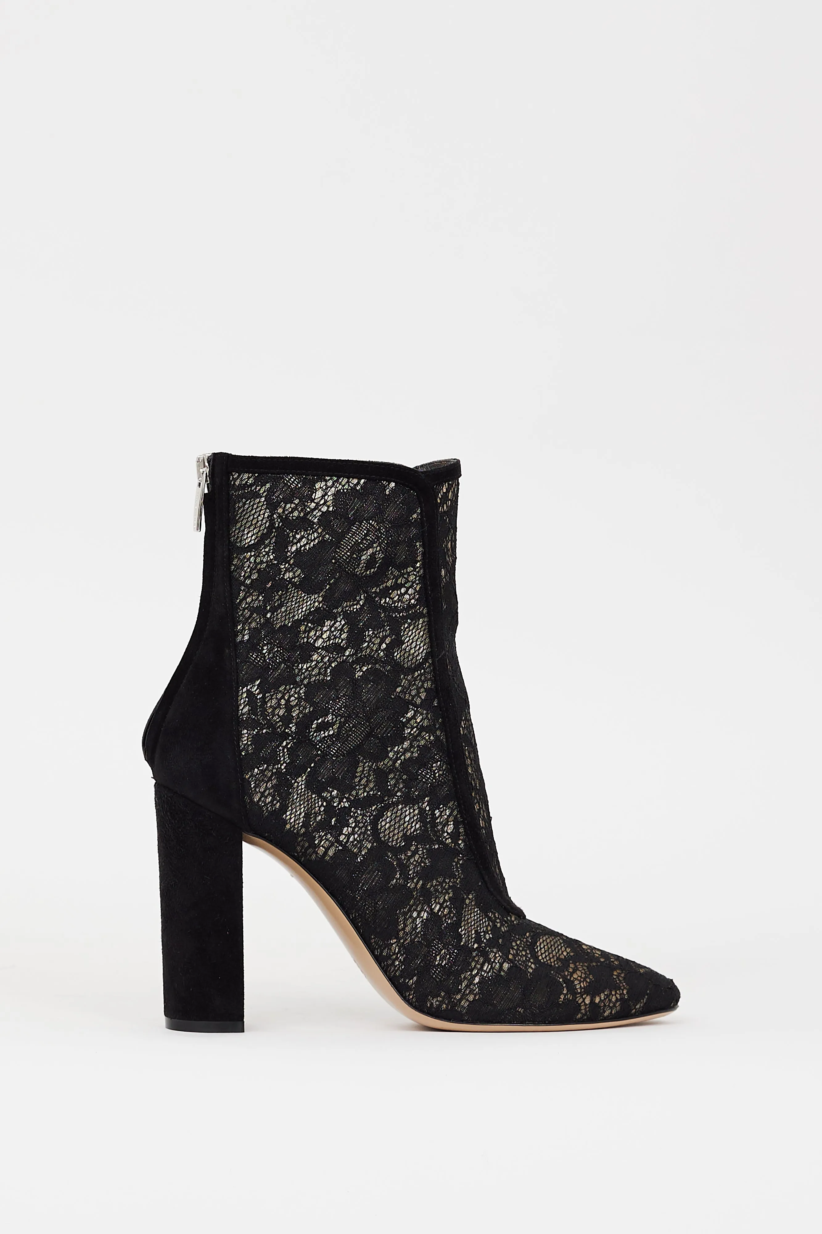 Black Floral Lace & Suede Boleyn Boot