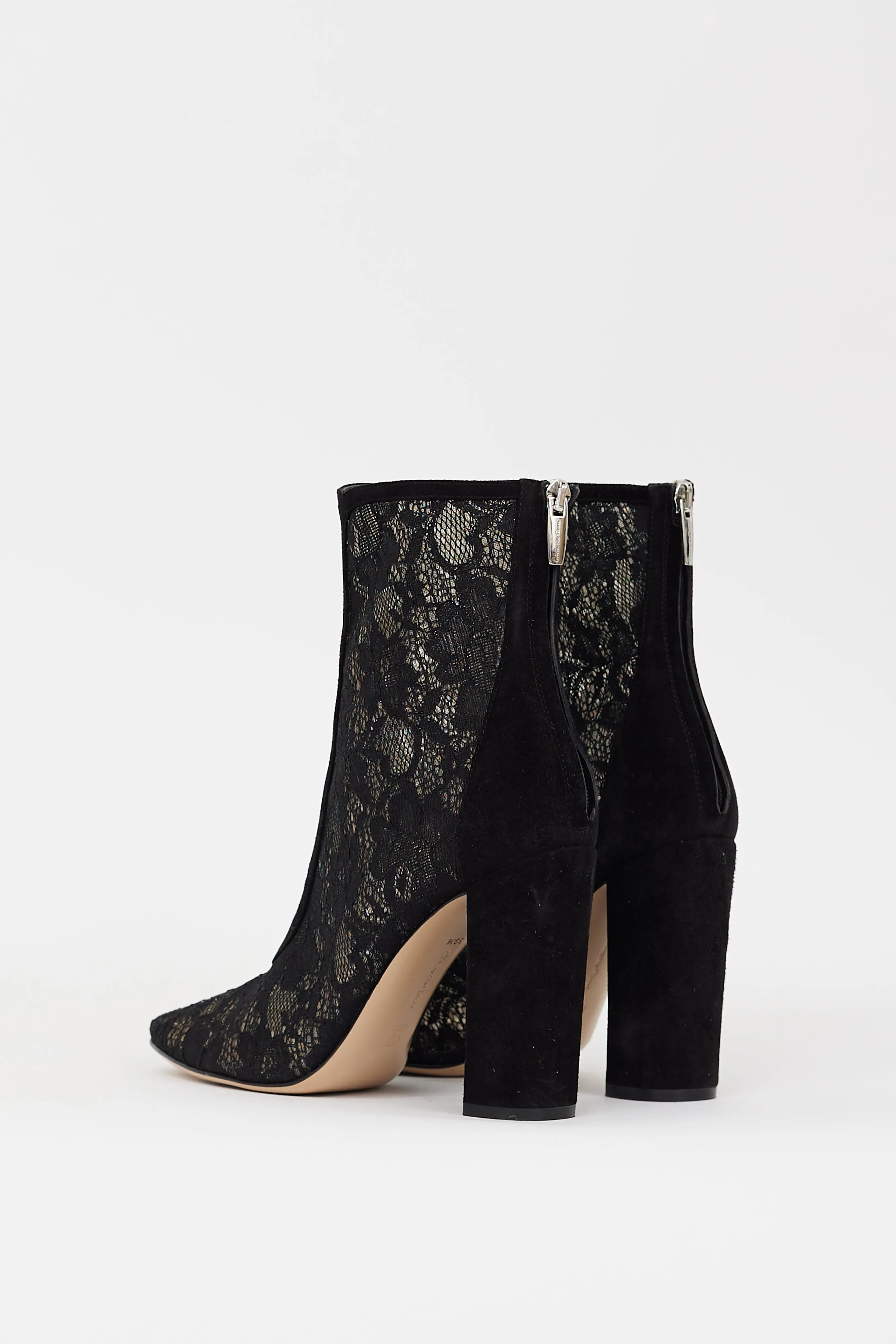 Black Floral Lace & Suede Boleyn Boot