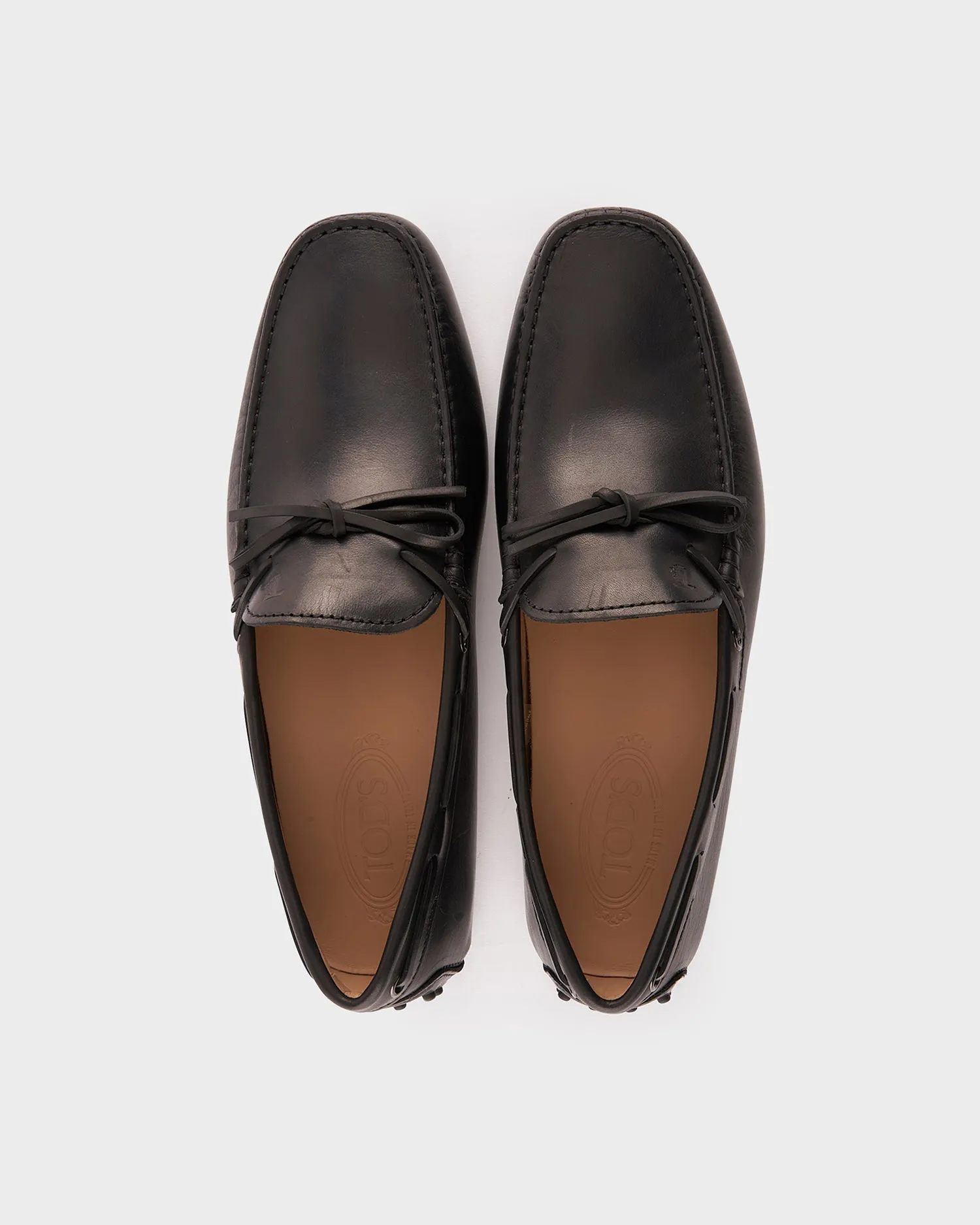 Black Leather Gommini Driving Shoes