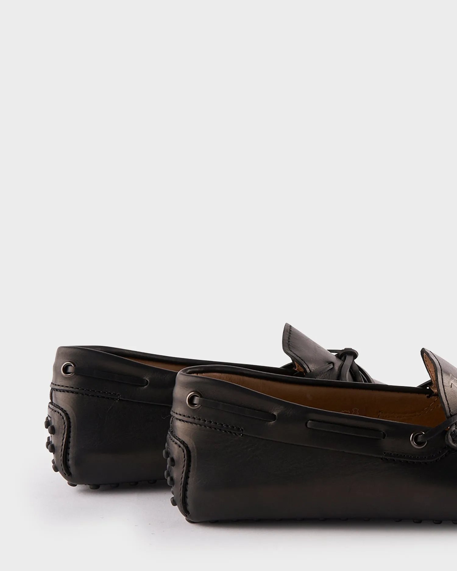 Black Leather Gommini Driving Shoes