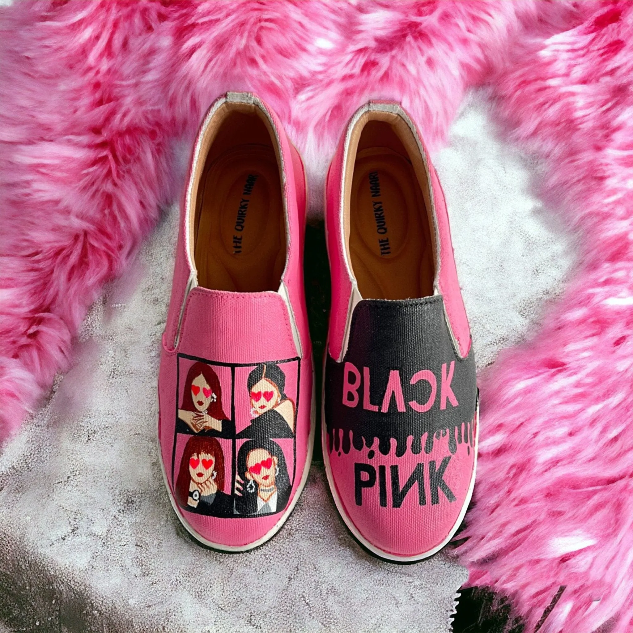 Black Pink Slipons - Sale