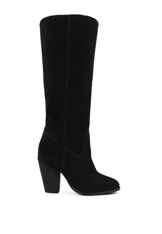 Blue Storm Suede Leather Calf Boots