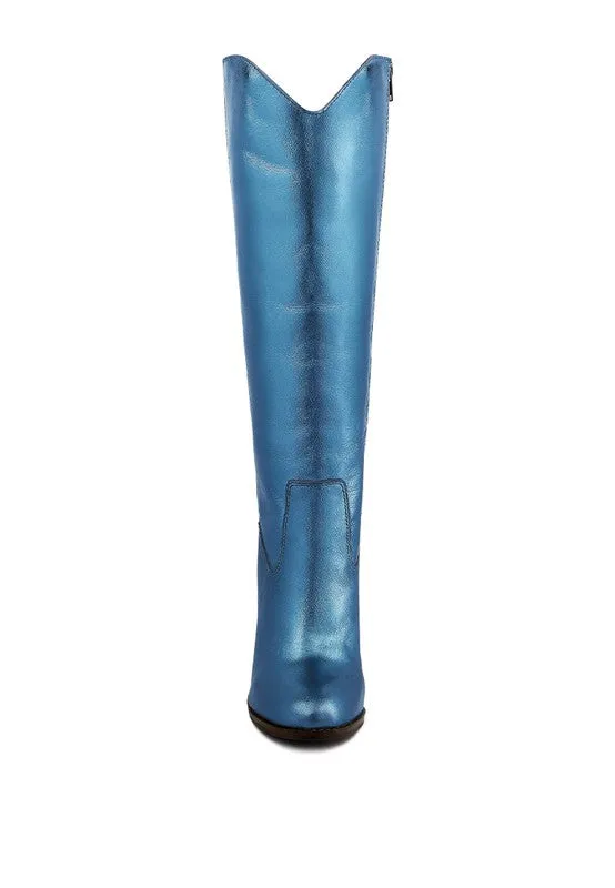 Blue Storm Suede Leather Calf Boots
