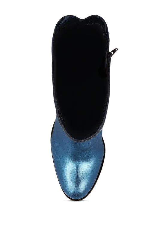 Blue Storm Suede Leather Calf Boots