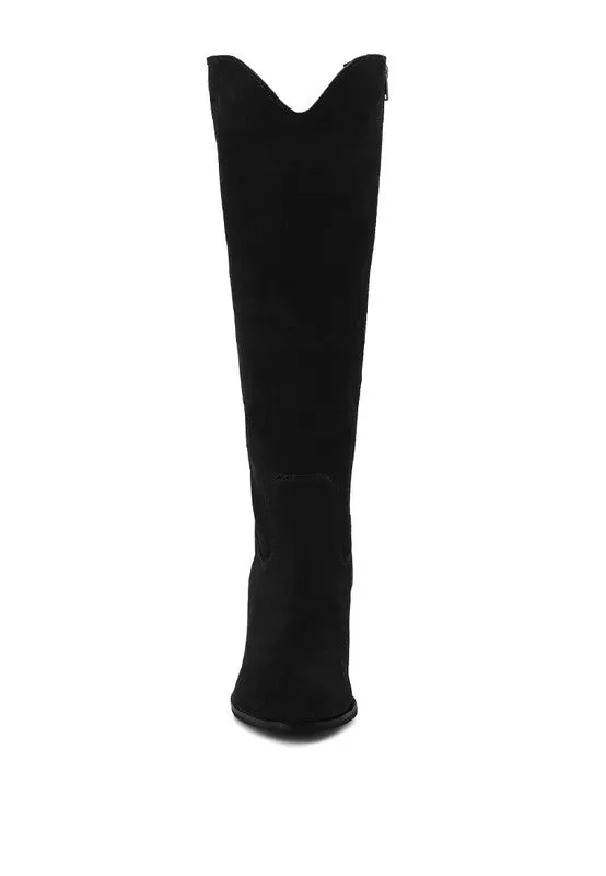Blue Storm Suede Leather Calf Boots