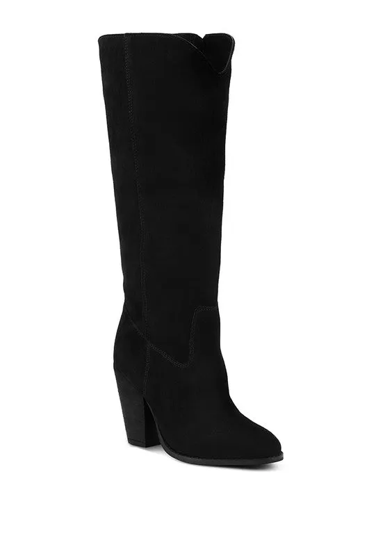 Blue Storm Suede Leather Calf Boots