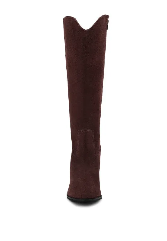 Blue Storm Suede Leather Calf Boots