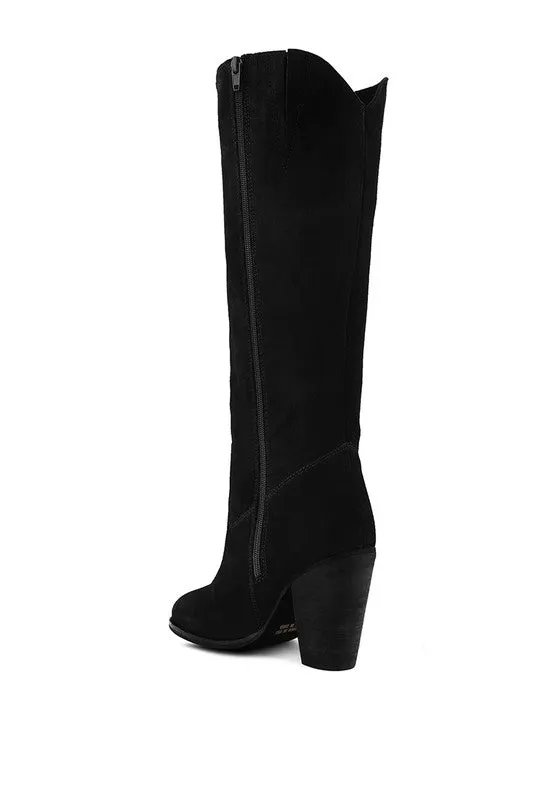 Blue Storm Suede Leather Calf Boots