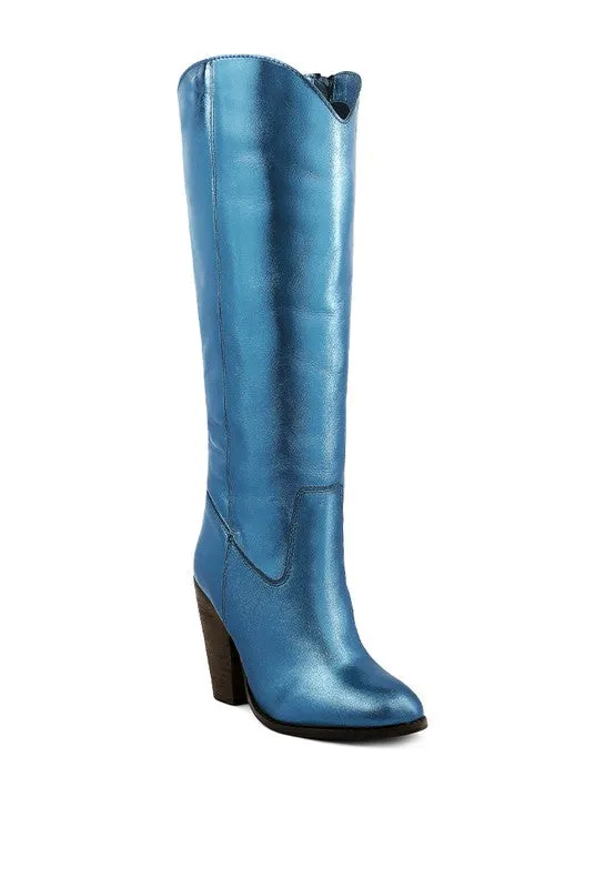 Blue Storm Suede Leather Calf Boots