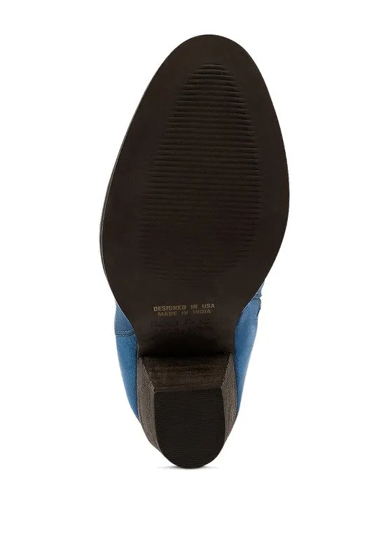 Blue Storm Suede Leather Calf Boots