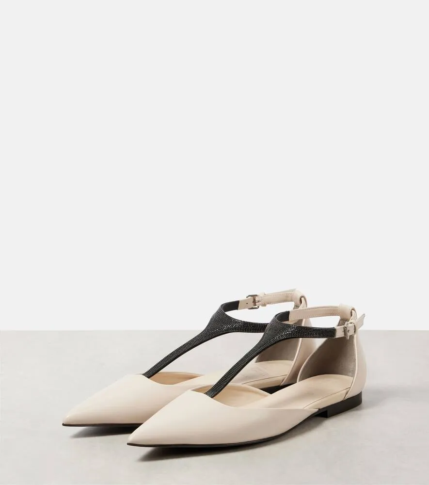 Brunello Cucinelli Monili leather flats