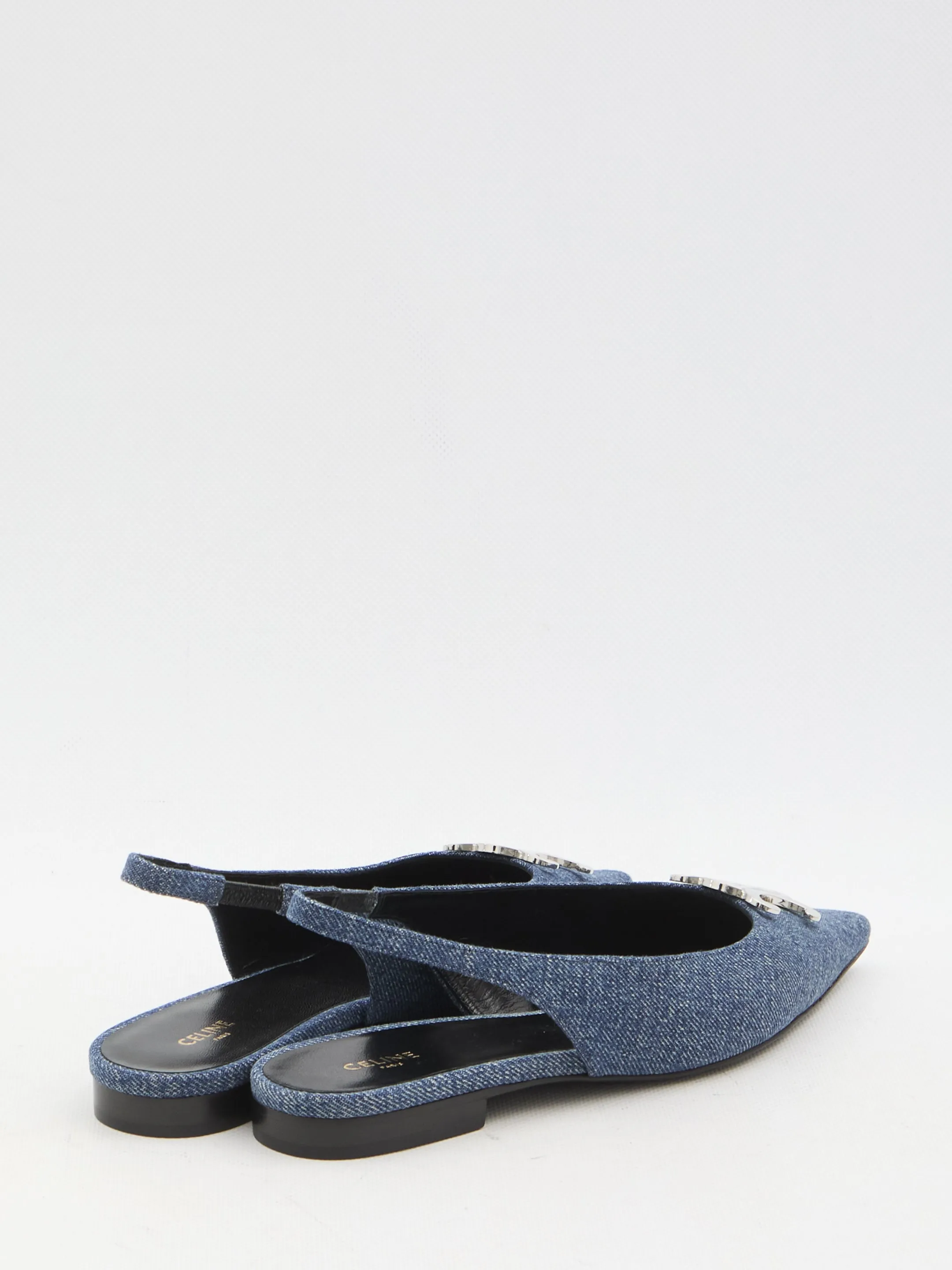 Celine Slingback Flats With Triomphe