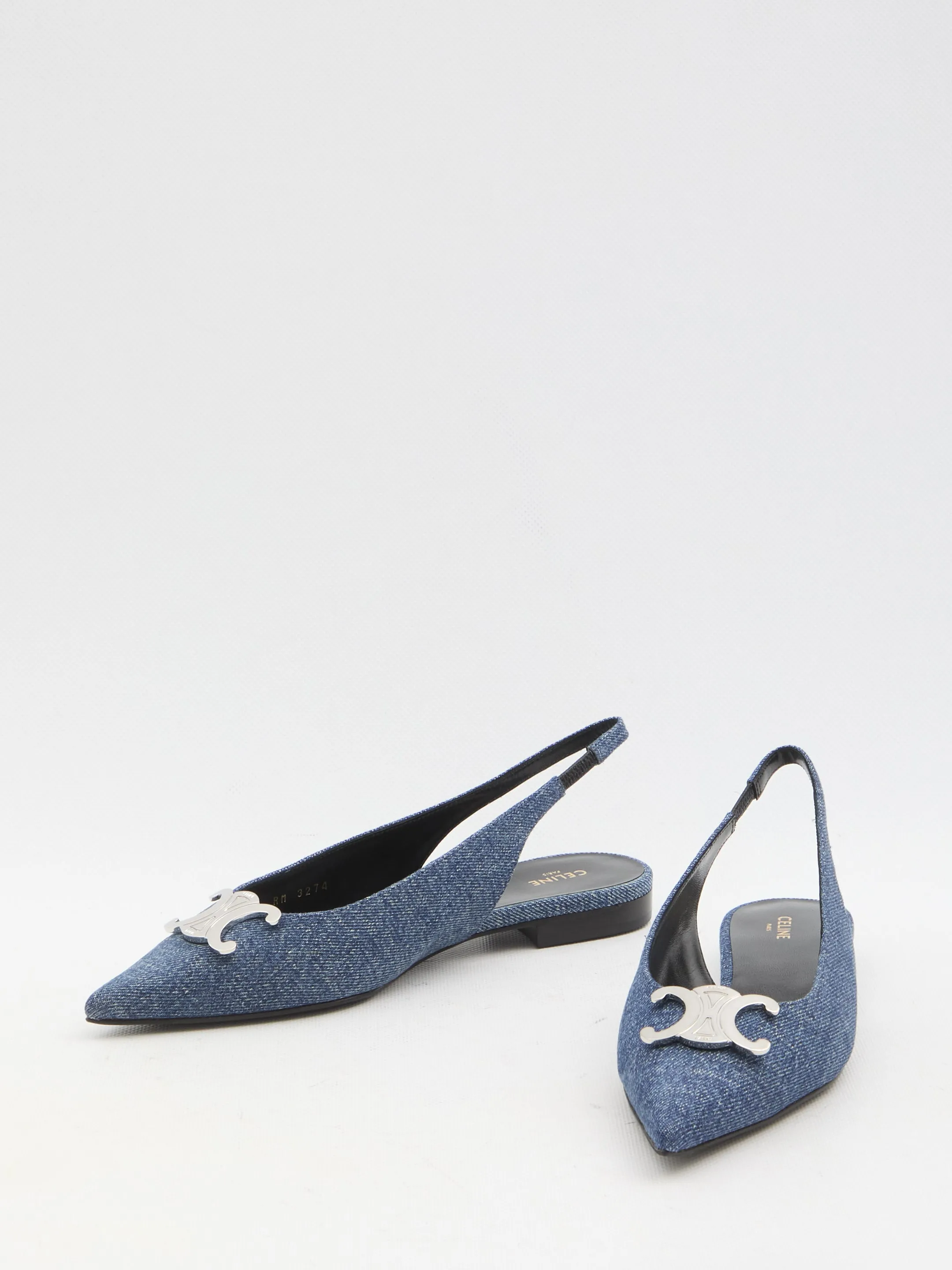 Celine Slingback Flats With Triomphe