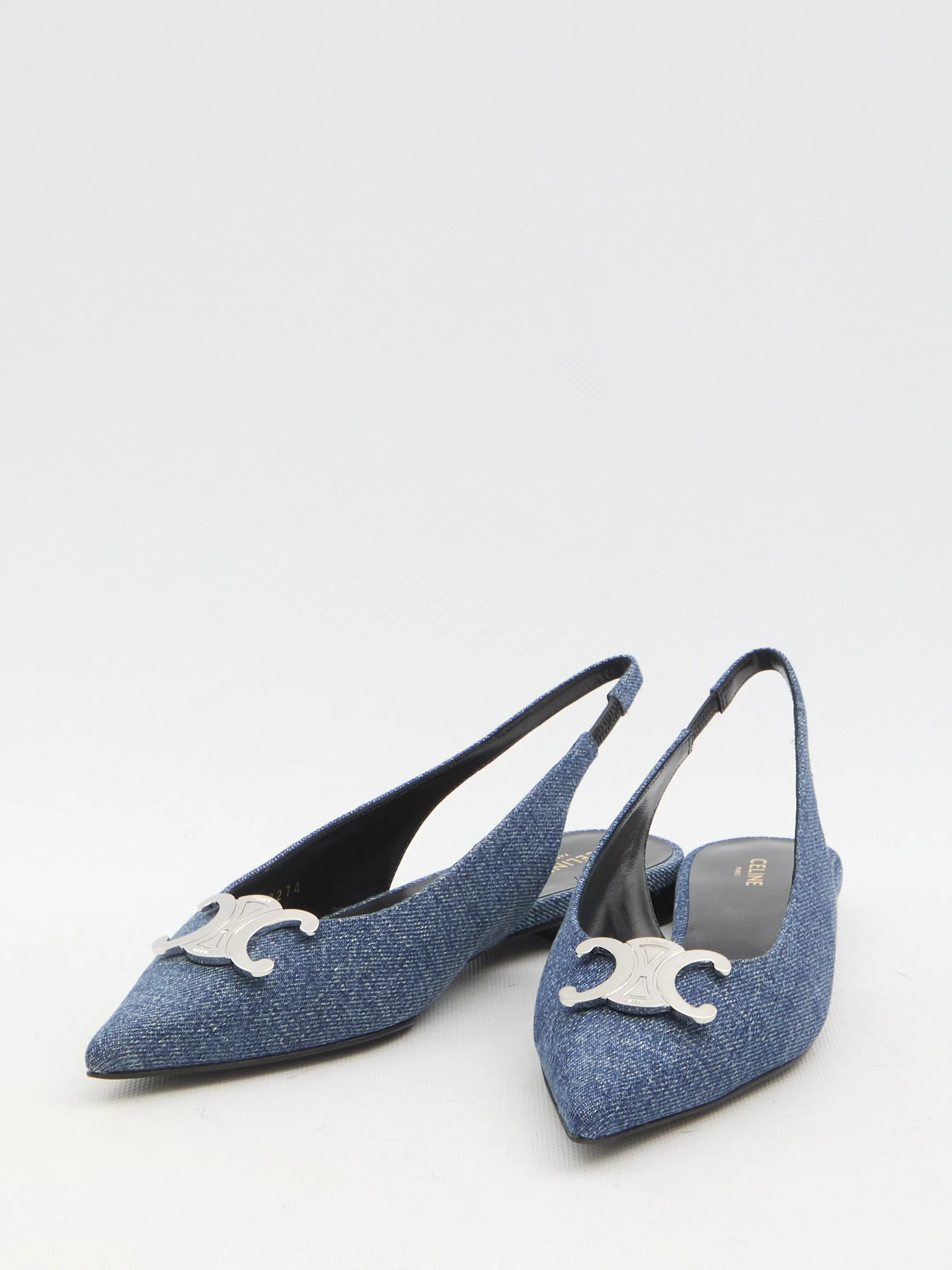 Celine Slingback Flats With Triomphe
