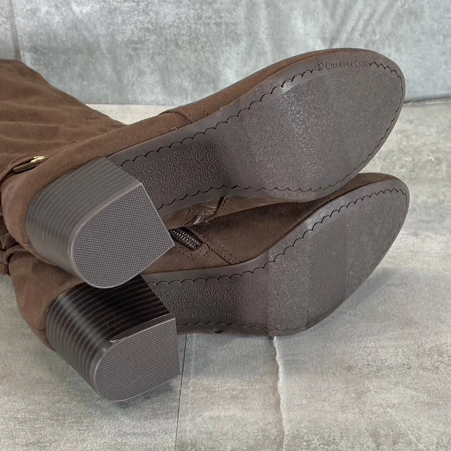 CHATRTER CLUB Women's Chocolate Jaccque Almond-Toe Block-Heel Tall Boots SZ 7