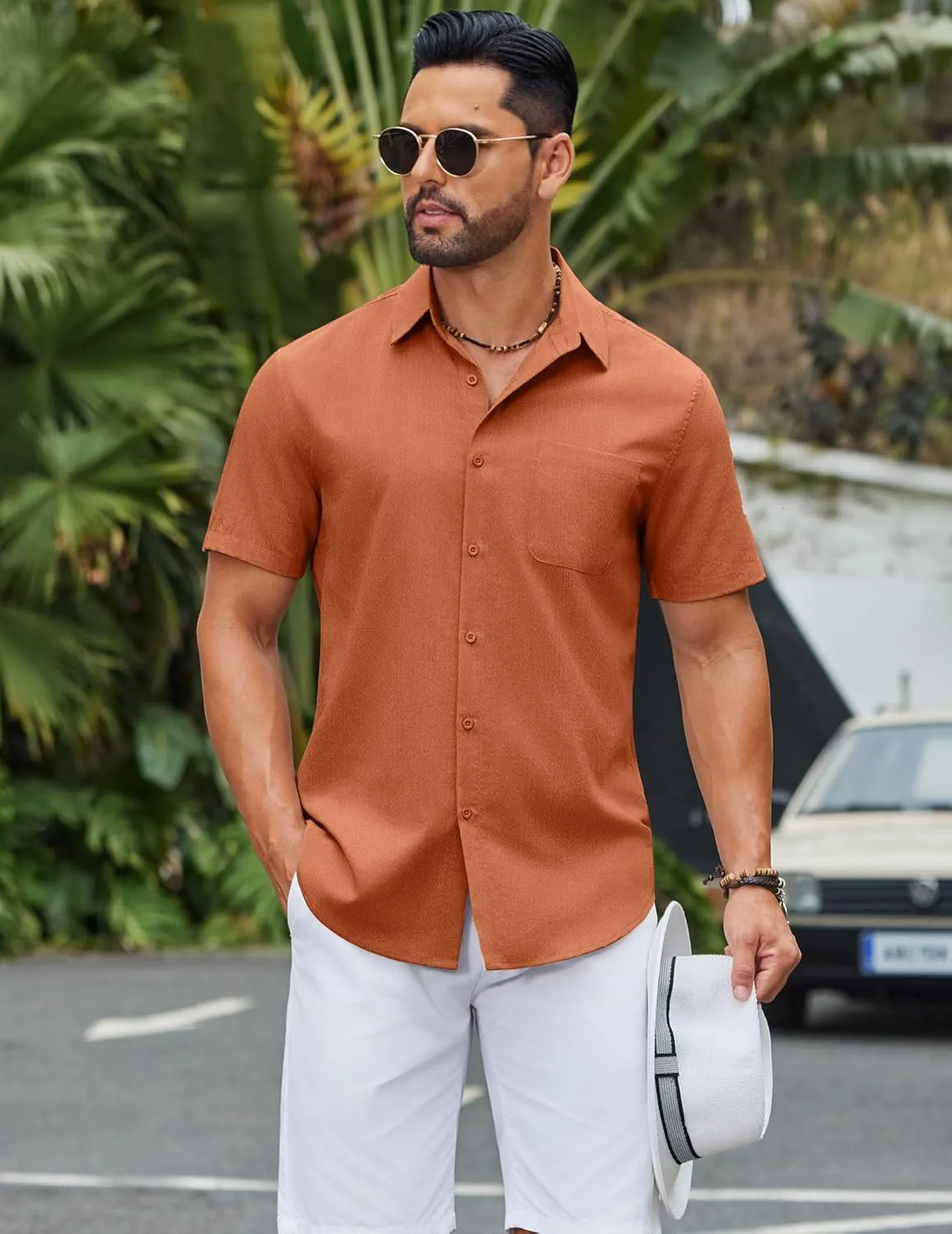COOFANDY Mens Button Down Shirts Lightweight Breathable Short Sleeve Shirt Summer Beach Top