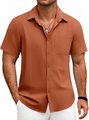 COOFANDY Mens Button Down Shirts Lightweight Breathable Short Sleeve Shirt Summer Beach Top