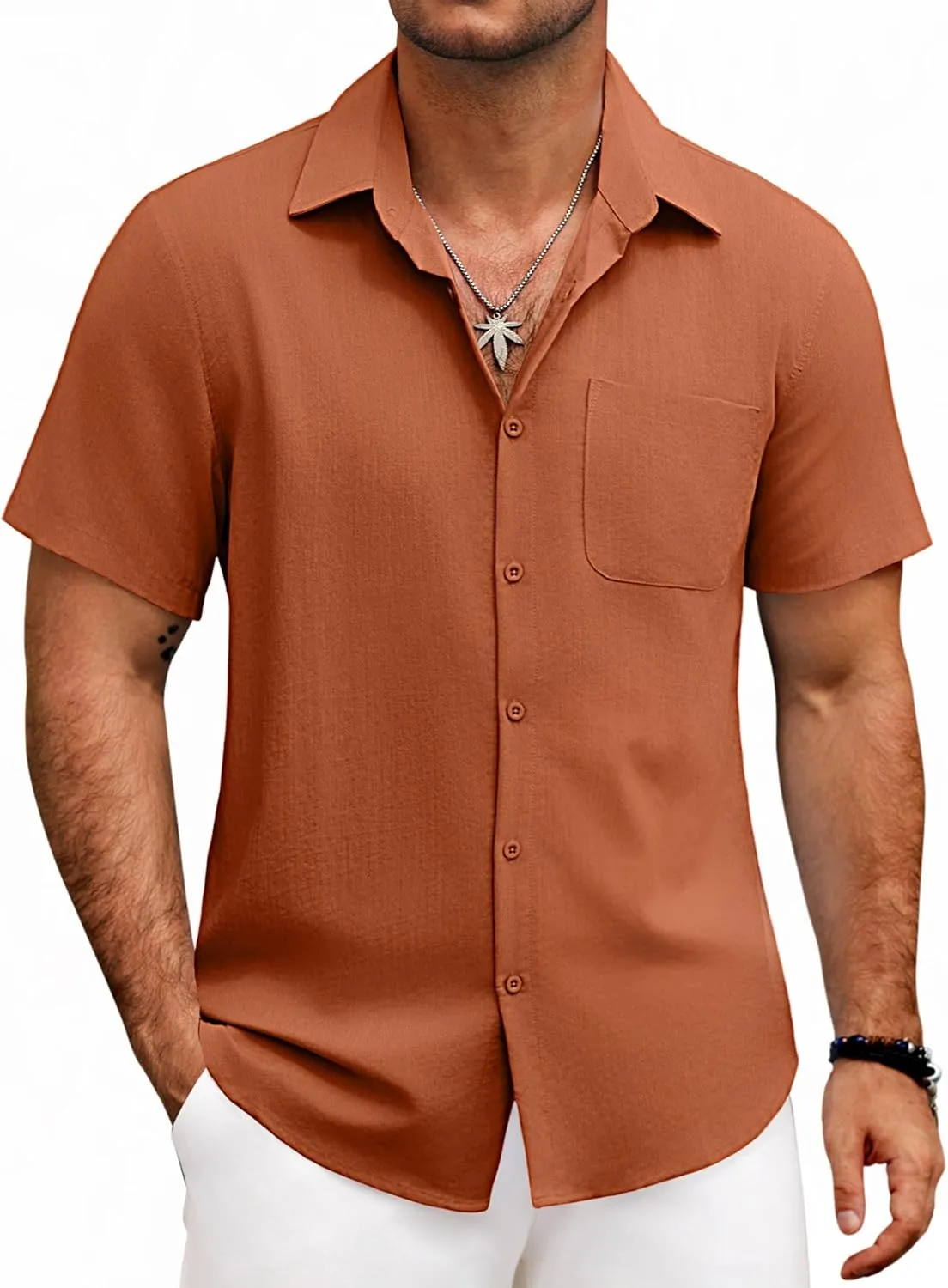COOFANDY Mens Button Down Shirts Lightweight Breathable Short Sleeve Shirt Summer Beach Top