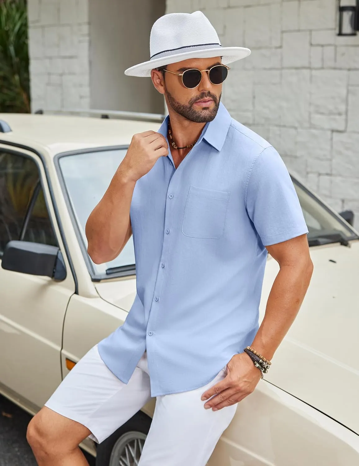 COOFANDY Mens Button Down Shirts Lightweight Breathable Short Sleeve Shirt Summer Beach Top