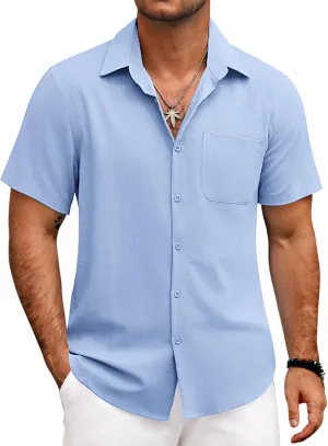COOFANDY Mens Button Down Shirts Lightweight Breathable Short Sleeve Shirt Summer Beach Top