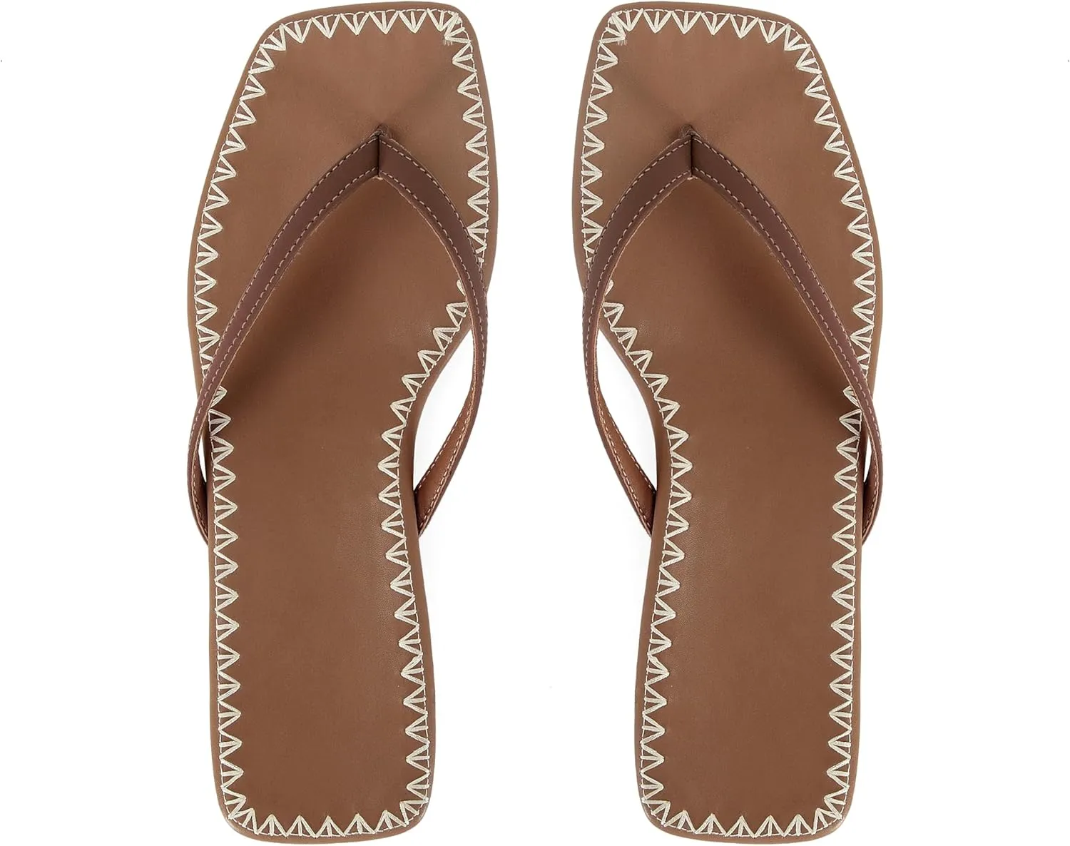 DOEYG Raffia Heels Sandals for Women Summer Beach Flip Flops Square Open Toe Flat Heeled Sandals Dressy Comfortable Slip on Thong Sandals