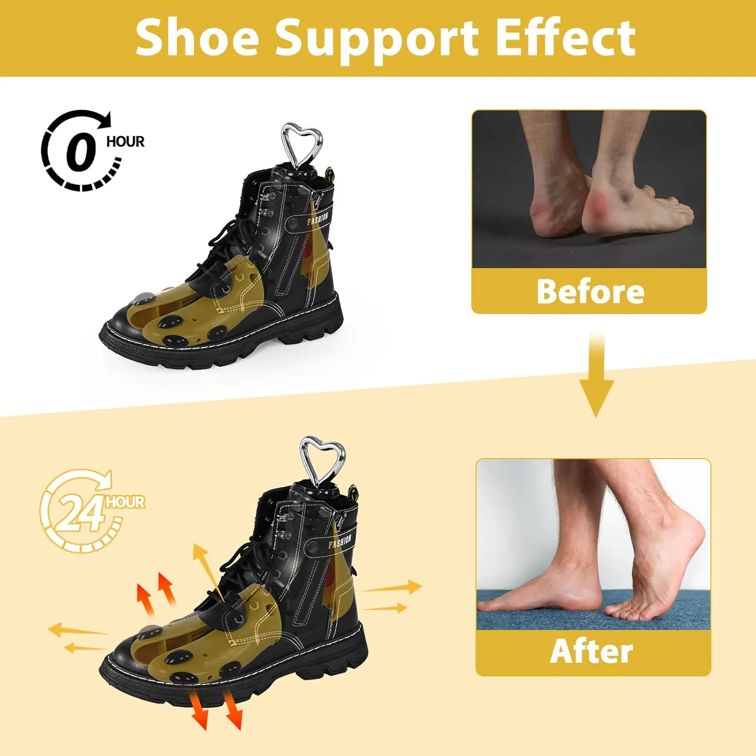 eachway Shoe Stretcher Women Men Professional Boot Stretcher Adjustable Width Length for Wide Feet (M (Wm's 10-12;men's 9-11) Yellow 1pcs)