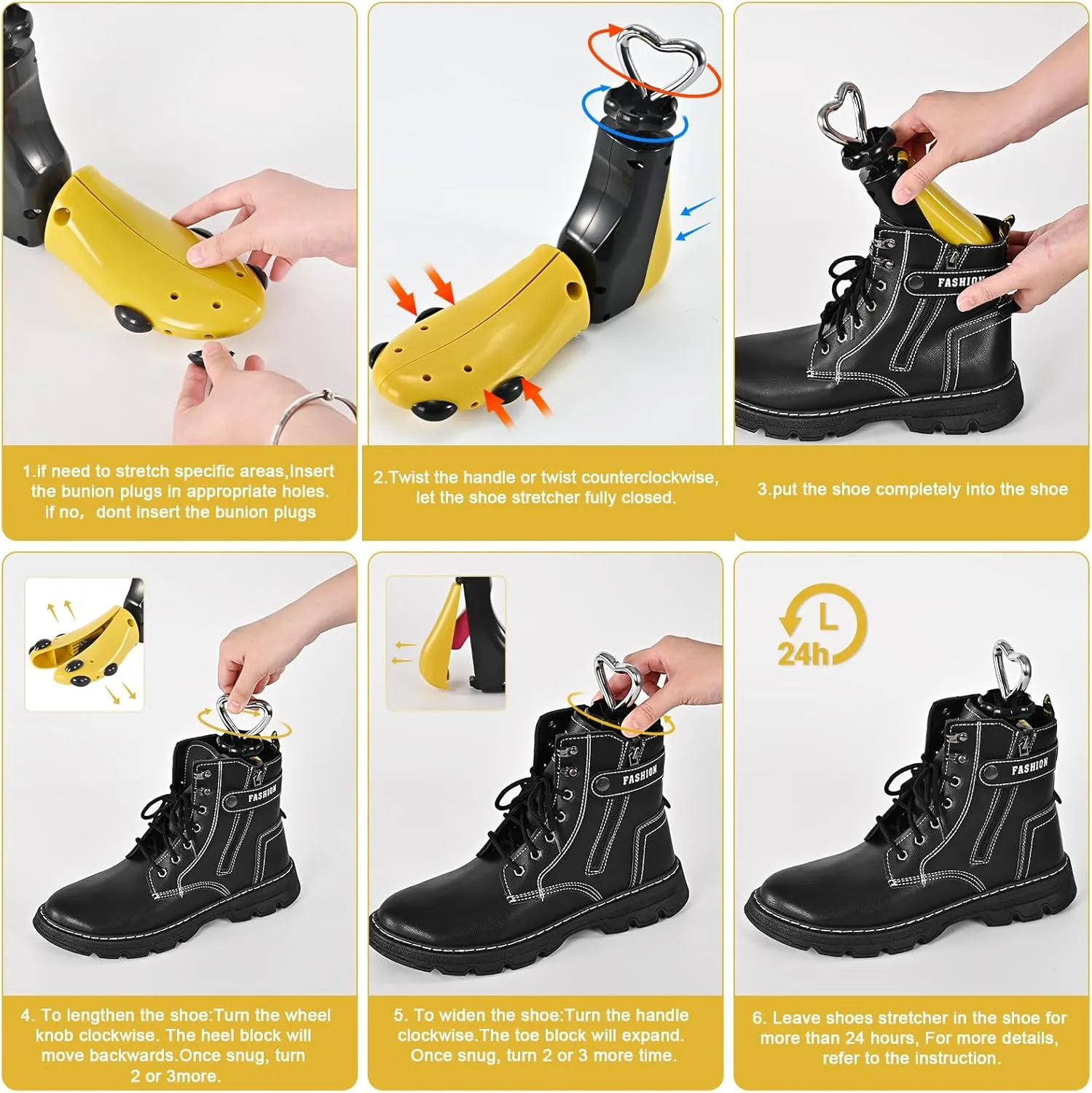 eachway Shoe Stretcher Women Men Professional Boot Stretcher Adjustable Width Length for Wide Feet (M (Wm's 10-12;men's 9-11) Yellow 1pcs)