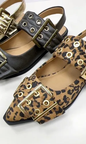 Grillo Leopard Padded Slingback Flats