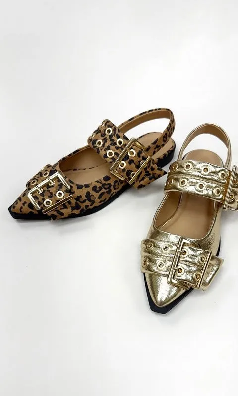 Grillo Leopard Padded Slingback Flats
