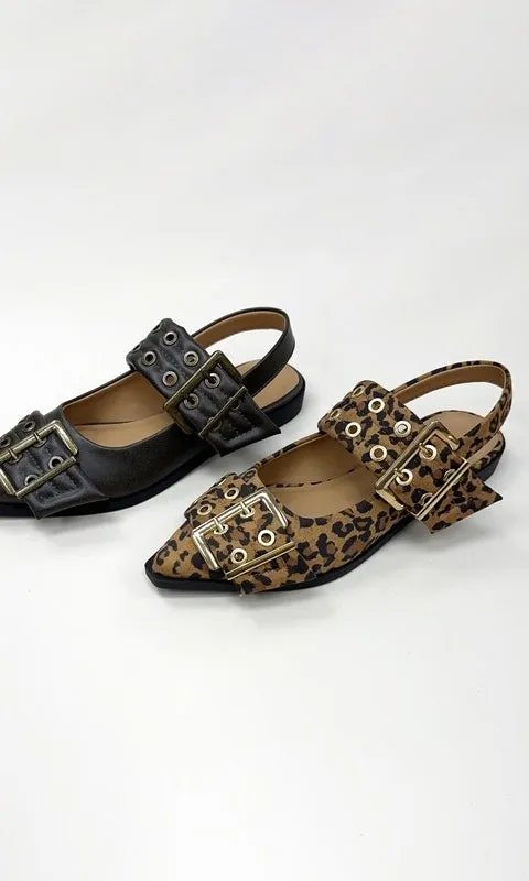 Grillo Leopard Padded Slingback Flats