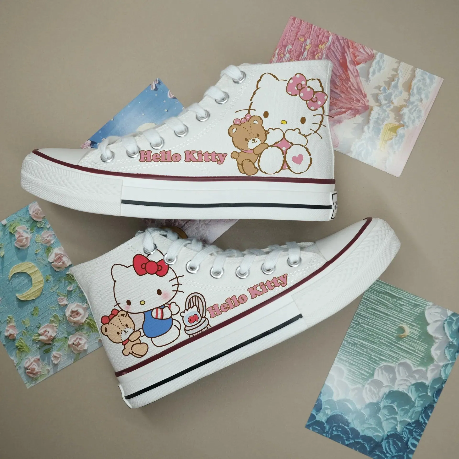 High-Top Canvas Sports Flat Sneakers – Anime-Inspired Unisex Casual Shoes