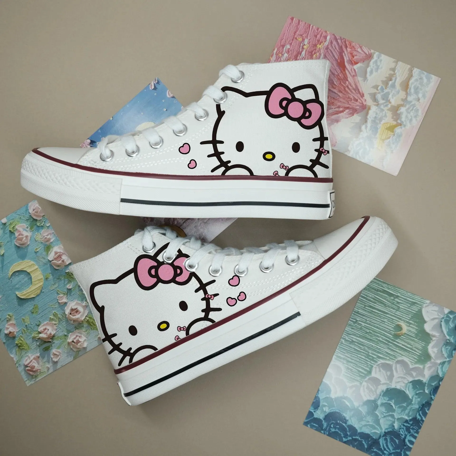 High-Top Canvas Sports Flat Sneakers – Anime-Inspired Unisex Casual Shoes