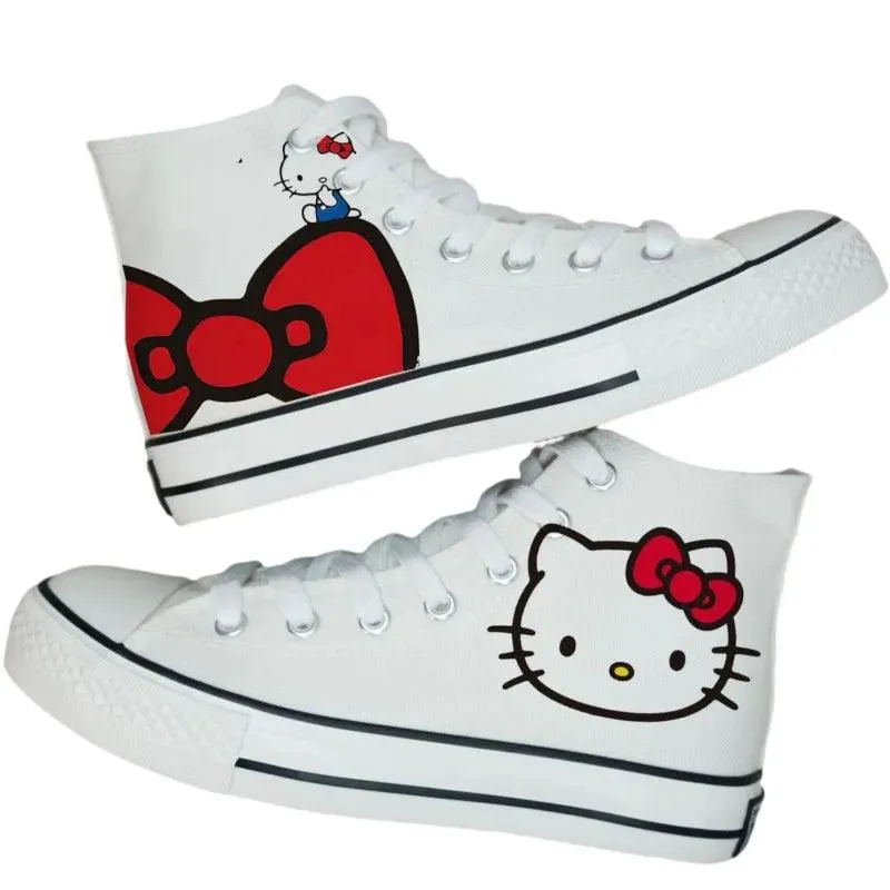 High-Top Canvas Sports Flat Sneakers – Anime-Inspired Unisex Casual Shoes