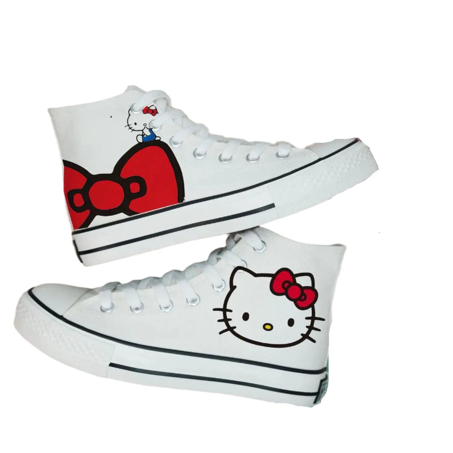 High-Top Canvas Sports Flat Sneakers – Anime-Inspired Unisex Casual Shoes
