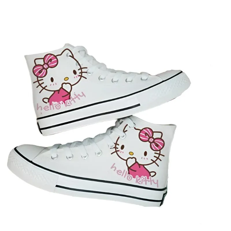 High-Top Canvas Sports Flat Sneakers – Anime-Inspired Unisex Casual Shoes