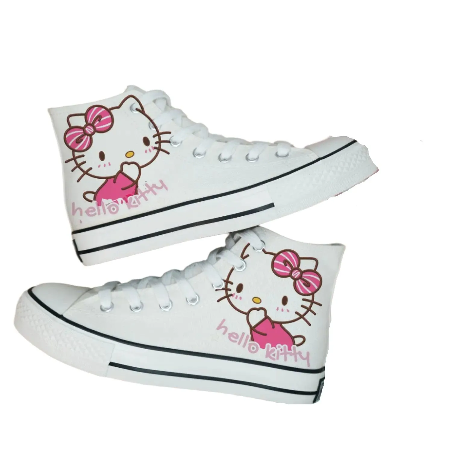 High-Top Canvas Sports Flat Sneakers – Anime-Inspired Unisex Casual Shoes