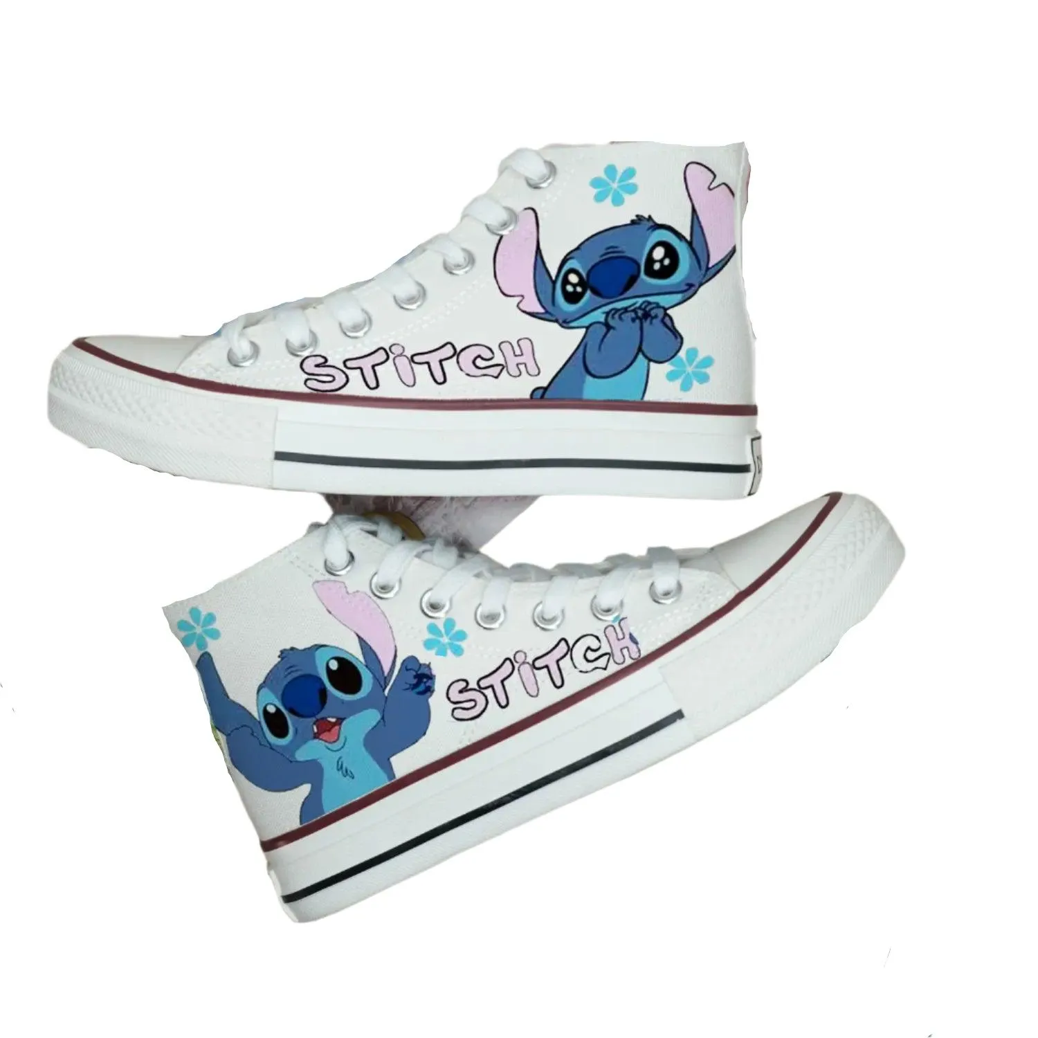High-Top Canvas Sports Flat Sneakers – Anime-Inspired Unisex Casual Shoes