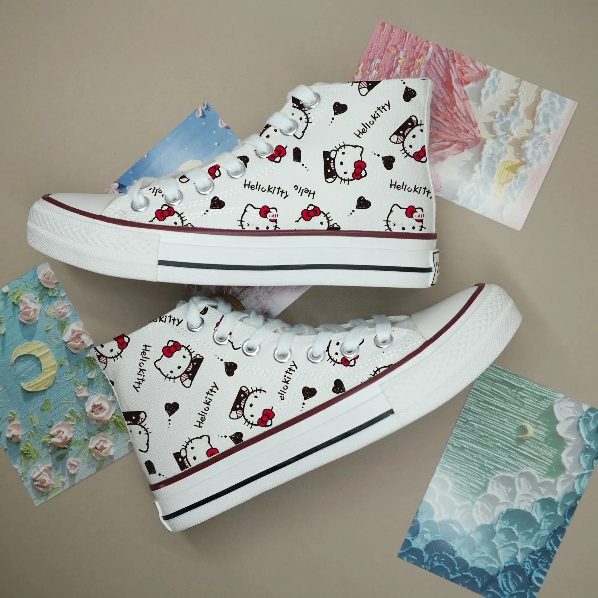 High-Top Canvas Sports Flat Sneakers – Anime-Inspired Unisex Casual Shoes