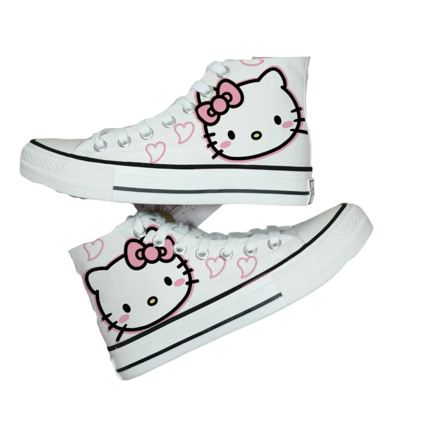 High-Top Canvas Sports Flat Sneakers – Anime-Inspired Unisex Casual Shoes