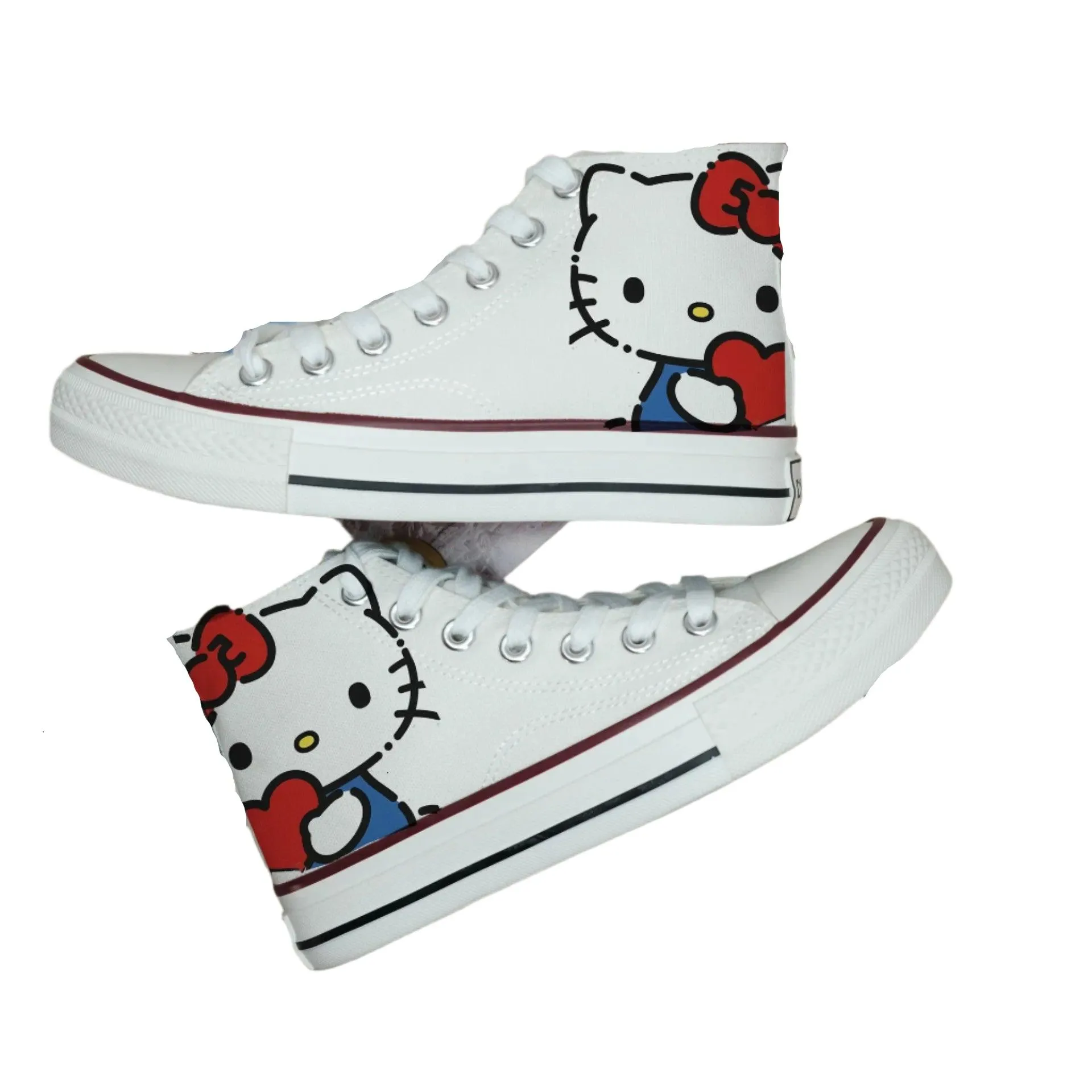 High-Top Canvas Sports Flat Sneakers – Anime-Inspired Unisex Casual Shoes