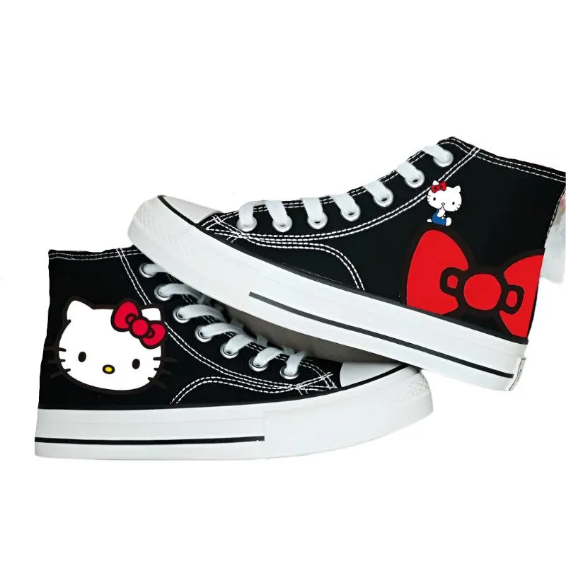 High-Top Canvas Sports Flat Sneakers – Anime-Inspired Unisex Casual Shoes