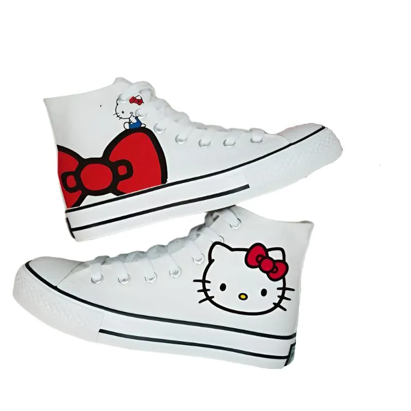 High-Top Canvas Sports Flat Sneakers – Anime-Inspired Unisex Casual Shoes