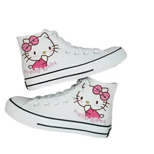 High-Top Canvas Sports Flat Sneakers – Anime-Inspired Unisex Casual Shoes