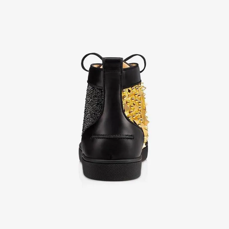 High-top Rivet Strass Sneakers