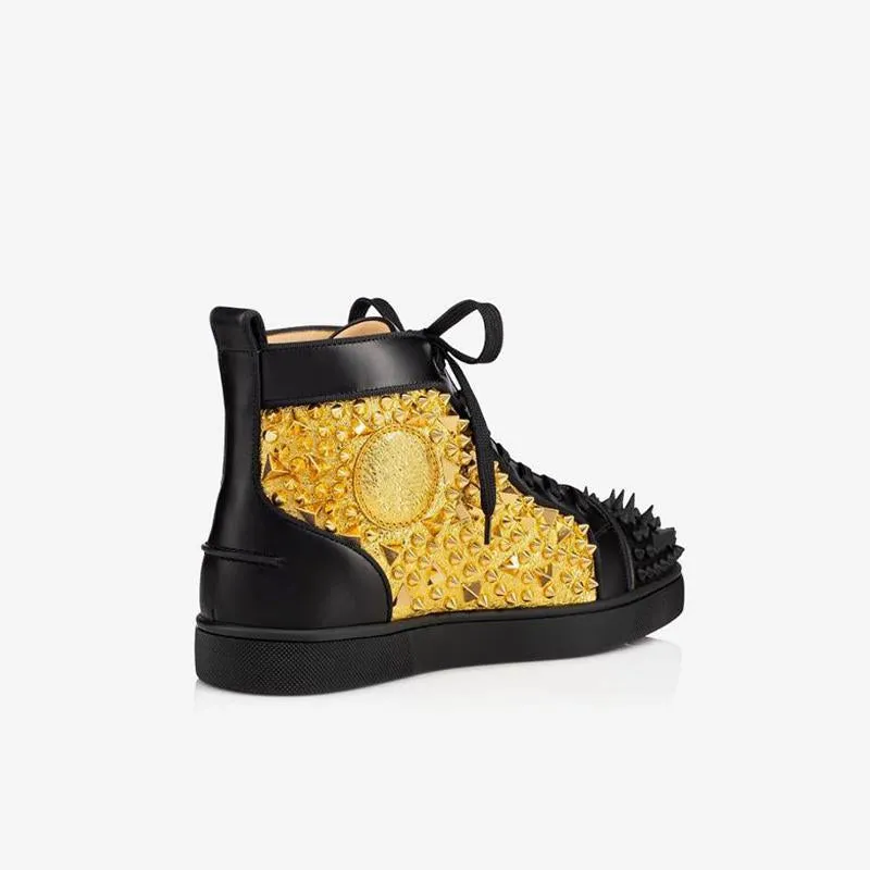 High-top Rivet Strass Sneakers